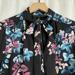 Watercolor Floral White House Black Market Blouse